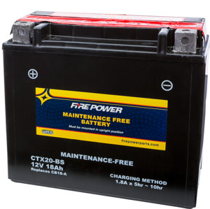 Maintenance Free Sealed Battery - Replaces YTX20-BS