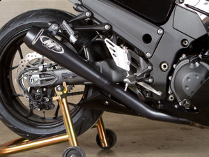 Retro Drag Black Dual Slip On Exhaust - For 12-23 ZX14