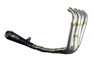 Black GP Full Exhaust w/ Stainless Tubing - For 05-06 Suzuki GSXR1000