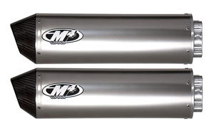 Titanium Dual Bolt On Exhaust Mufflers - For 98-00 Suzuki TL1000S