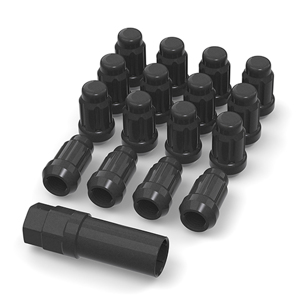 Lug Nut Set Black w/ Key 3/8"-24 (16PCS)