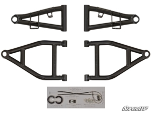 High Clearance 1.5" Forward Offset Front A-Arms Black w/HD Joints - For 12-21 Kawasaki Teryx