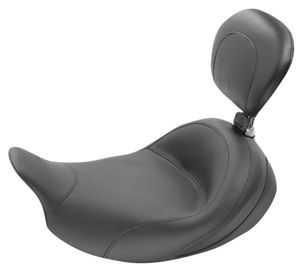 Wide Smooth Naugahyde Solo Seat w/Backrest - For 08-20 Harley FLH FLTR