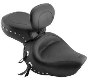 Touring Concho Studded Vinyl 2-Up Seat Black w/Backrest - For Honda VT1100 Shadow