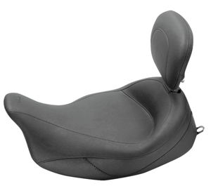 Super Plain Vinyl Solo Seat w/Backrest - For 06-20 Harley FLH FLT