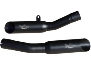 Black Dual Shorty Slip On Exhaust - For 08-11 Kawasaki ZX14R