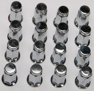 16/PK 3/8"-24 FLAT BASE CHROME LUG NUTS