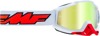 FMF PowerBomb Rocket Goggles White True Gold Lens - Mirrored lens goggles with spare clear lens