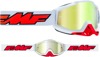 FMF PowerBomb Rocket Goggles White True Gold Lens - Mirrored lens goggles with spare clear lens