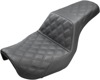 Step-Up Lattice Stitched 2-Up Seat - Black - For 06-16 Harley Dyna