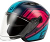 GMAX OF-87 Duke Helmet w/LED Light Blue/Red LG - Open-face helmet with LED light, size Large