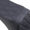 Predator III Seat- Double Diamond Black Thread 7in Tall Rider Support-2Up - Fits 00-17 Harley Davidson FLST, FXST Models