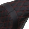 Predator Double Diamond 2-Up Seat Black/Red Forward - Harley FLH FLT