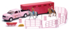 Valley Ranch Set with Pink Pickup Truck and Long Horse Trailer Set