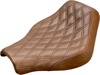 Renegade Lattice Stitched Solo Seat Brown Gel - For Harley FXBB