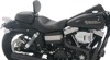 Wide Smooth Solo Seat Black w/Backrest - For 06-17 Harley Dyna