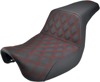 Step-Up Lattice Stitched 2-Up Seat Black/Red Gel - For 06-17 Dyna