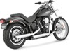 3" Twin Slash Cut Chrome Slip On Exhaust - For 07-17 Harley Softail
