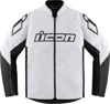 ICON Hooligan Jacket White/Black Men's Size S - Durable sport fit riding jacket