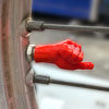 "A-OK" Thumbs-Up Valve Stem Dust Caps - Red, Pair