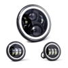 7? Full-Halo Black LED Headlight with (2) 4.5? Full-Halo Black Passing Lamps