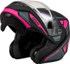 GMAX MD-04S Sector Snow Helmet w/ Elec Shield For X-Large - Matte Black/Pink Helmet For X-Large