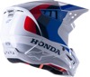 Alpinestars Honda S-M5 Helmet Glossy White/Blue/Red For Medium Size - Glossy Helmet For Honda Riders, Medium Size