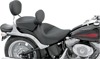 Wide Smooth Naugahyde Solo Seat w/Backrest - For 06-17 Harley Softail