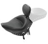 Wide Concho Skirt Studded Naugahyde Solo Seat w/Backrest - For 06-17 Harley Softail