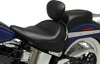 Wide Smooth Naugahyde Solo Seat w/Backrest - For 05-17 Harley FLSTN