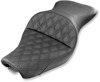 Explorer Touring Lattice Stitched 2-Up Seat - Black - For 04-20 Harley XL