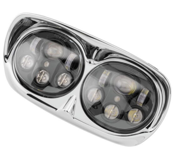 Letric Lighting Dual 5.75" LED Headlight Black/Chrome Fits Road Glide