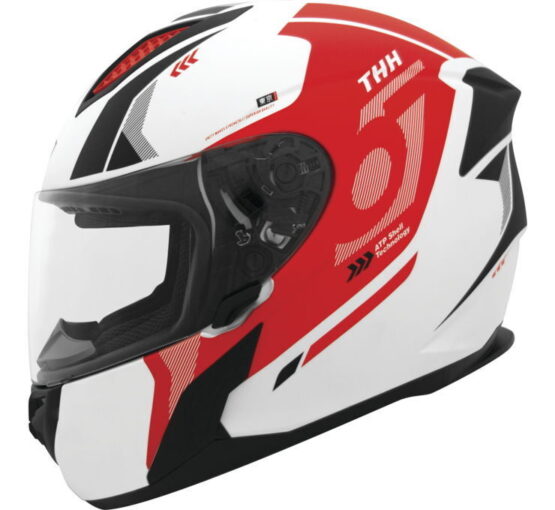 THH T810S Hayate Helmet Pearl White/Red Large