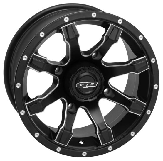 QuadBoss Grinder 12x7 4/137 5+2 Wheel Black Center Cap Included