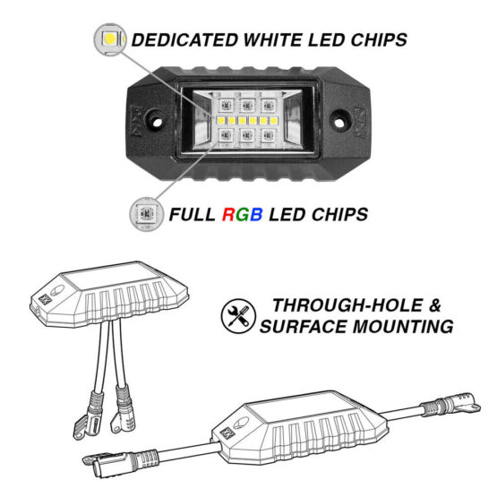 XKGLOW XKalpha RGBW LED Rock Light Kit - App Controlled - Image 2