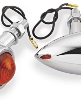 Bikers Choice Mini Bullet Marker Light Chrome Amber Dual Filament Universal