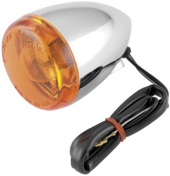 Bikers Choice Chrome Bullet Front Turn Signal Amber Lens Dual Filament
