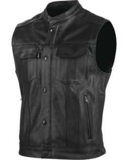 Band Of Brothers Leather Vest Black - Large
