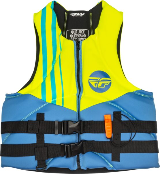 Fly Racing Neoprene Flotation Vest Blue/Hi-Vis/Teal Large