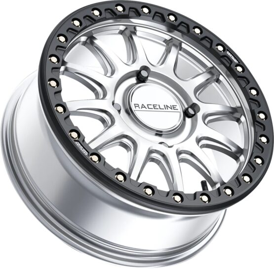 Raceline Alpha Beadlock Wheel 17x7 4x137 +25 Hyper Silver/Black For Can-Am, Honda, Kawasaki - Image 2