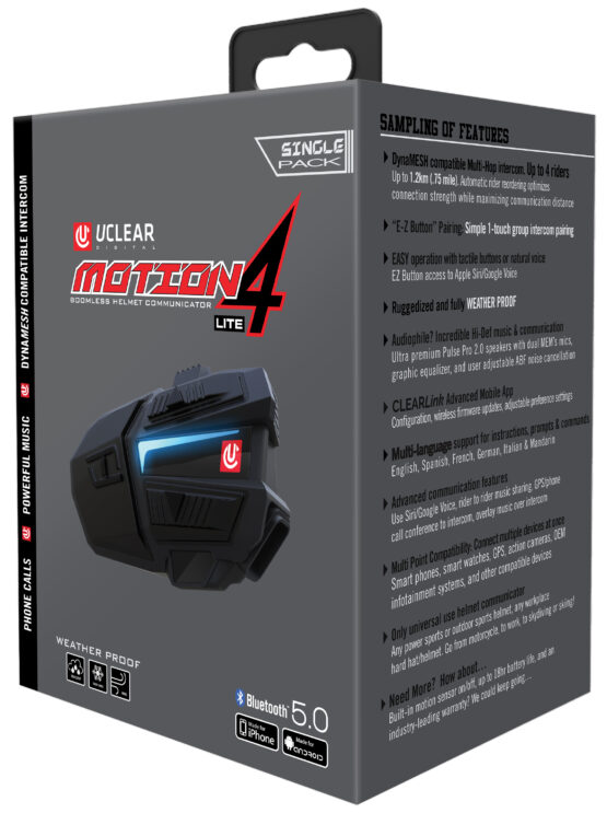 UCLEAR Motion 4 Lite Bluetooth Helmet Communicator - Image 2