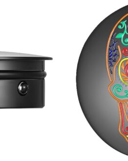 FIGURATI DESIGNS Sugar Skull Swing Arm Covers Black For Harley Touring