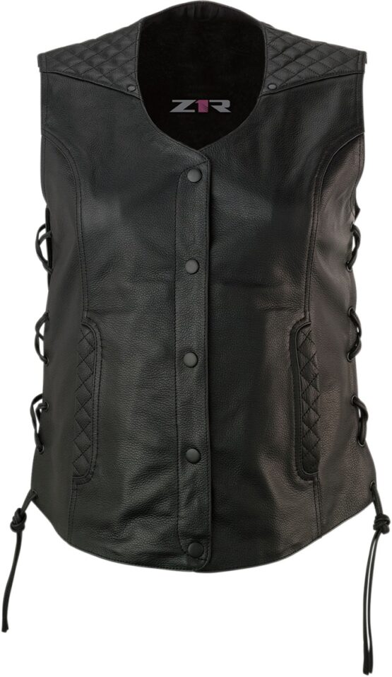 Z1R Women's Gaucha Leather Vest Black 3XL