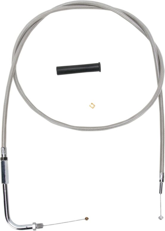 Drag Specialties Stainless Braided Throttle Cable 48in For Harley-Davidson