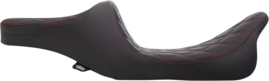 Drag Specialties Predator III 2-Up Seat Black Red Stitching For FLH/FLHX - Image 2