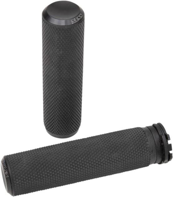 Arlen Ness Knurled Rubber Fusion Series Grips Black