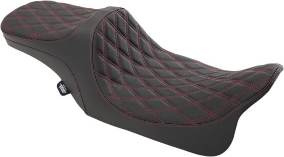 Drag Specialties Predator III 2-Up Seat Black Red Stitching For FLH/FLHX