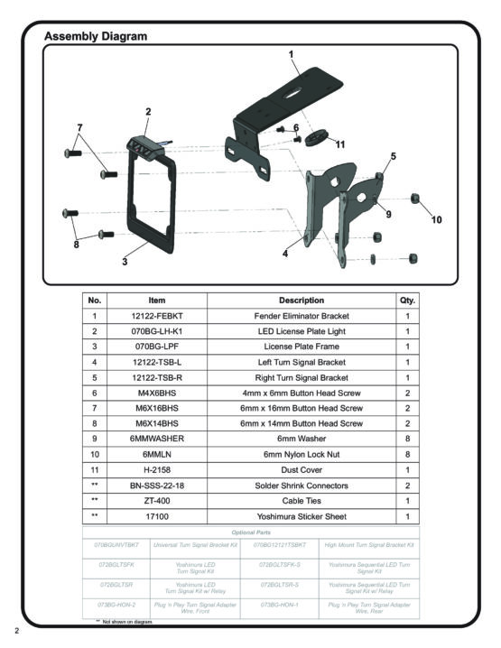 Fender Eliminator w/ Black Anodized License Plate Frame & LED Light - Image 3