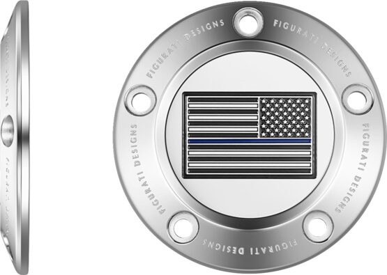 Figurati Designs 5-Hole Blue Line Flag Timing Cover Stainless Harley - Image 2