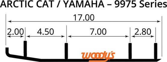Woody's Top-Stock Hard Surface Wear Bar 4in Black Pair For Arctic Cat Yamaha - Image 2